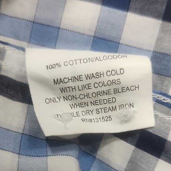 Classic Blue and White Plaid Men's Shirt - Picture 11 of 13
